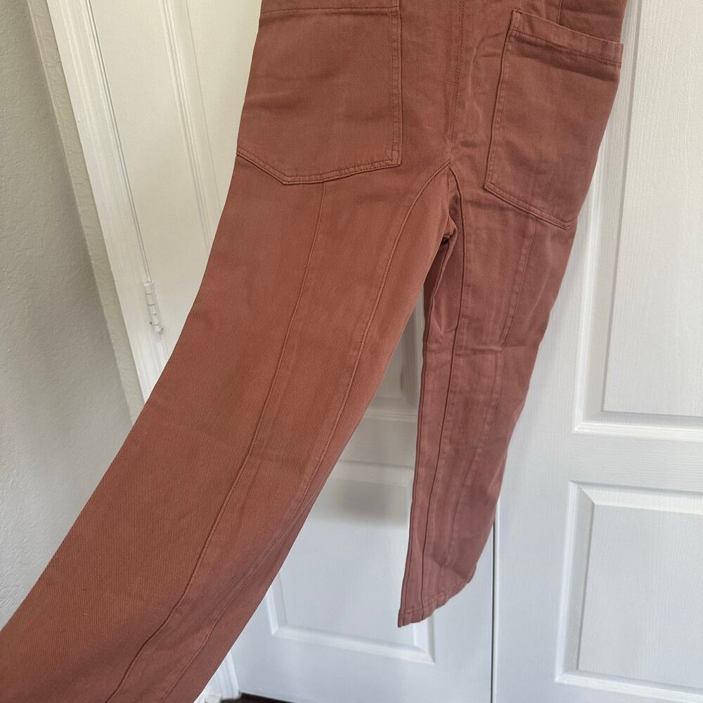 Wishlist Women’s Cotton Open Back Denim Overalls Mocha Size S - Picture 5 of 7